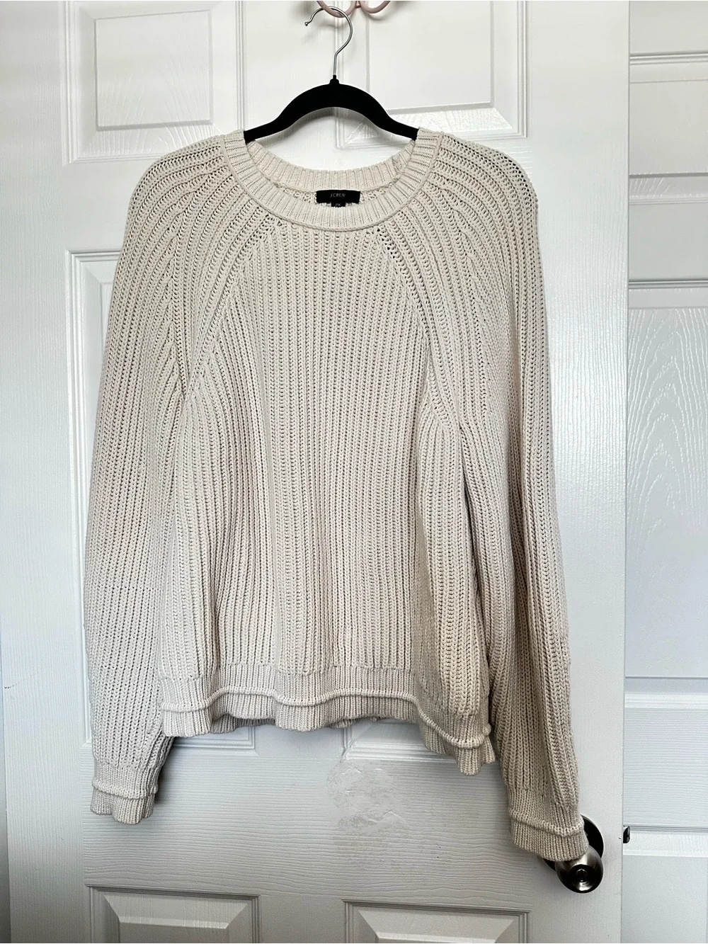J.Crew 2X Cream Chunky Ribbed Knit Raglan Sweater